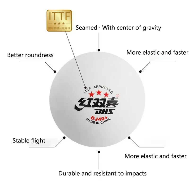 New DHS DJ40+ Table Tennis Bal - Table Tennis Olympics 评论和价格